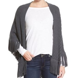 Ella Moss Penny' Fringe Cardigan Gray Sweater S